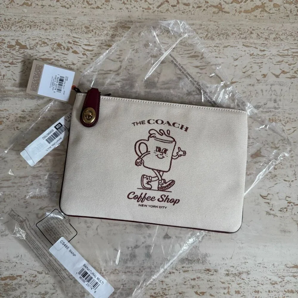 NWT Coach coffee shop exclusive turn lock pouch